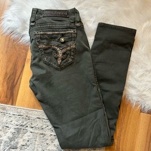 Rock Revival Skinny Dark-Green Pant (size: 28 x32)